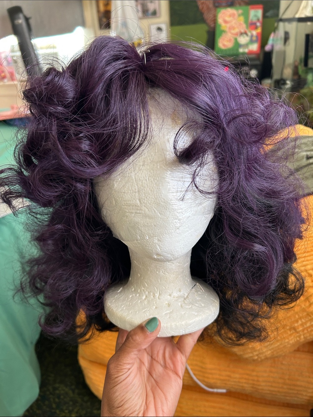 Isis Voluminous Curly Wig in Deep Purple